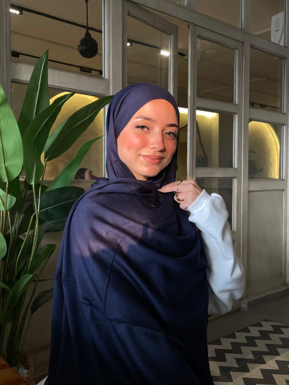 Dark Navy Blue Cotton Modal