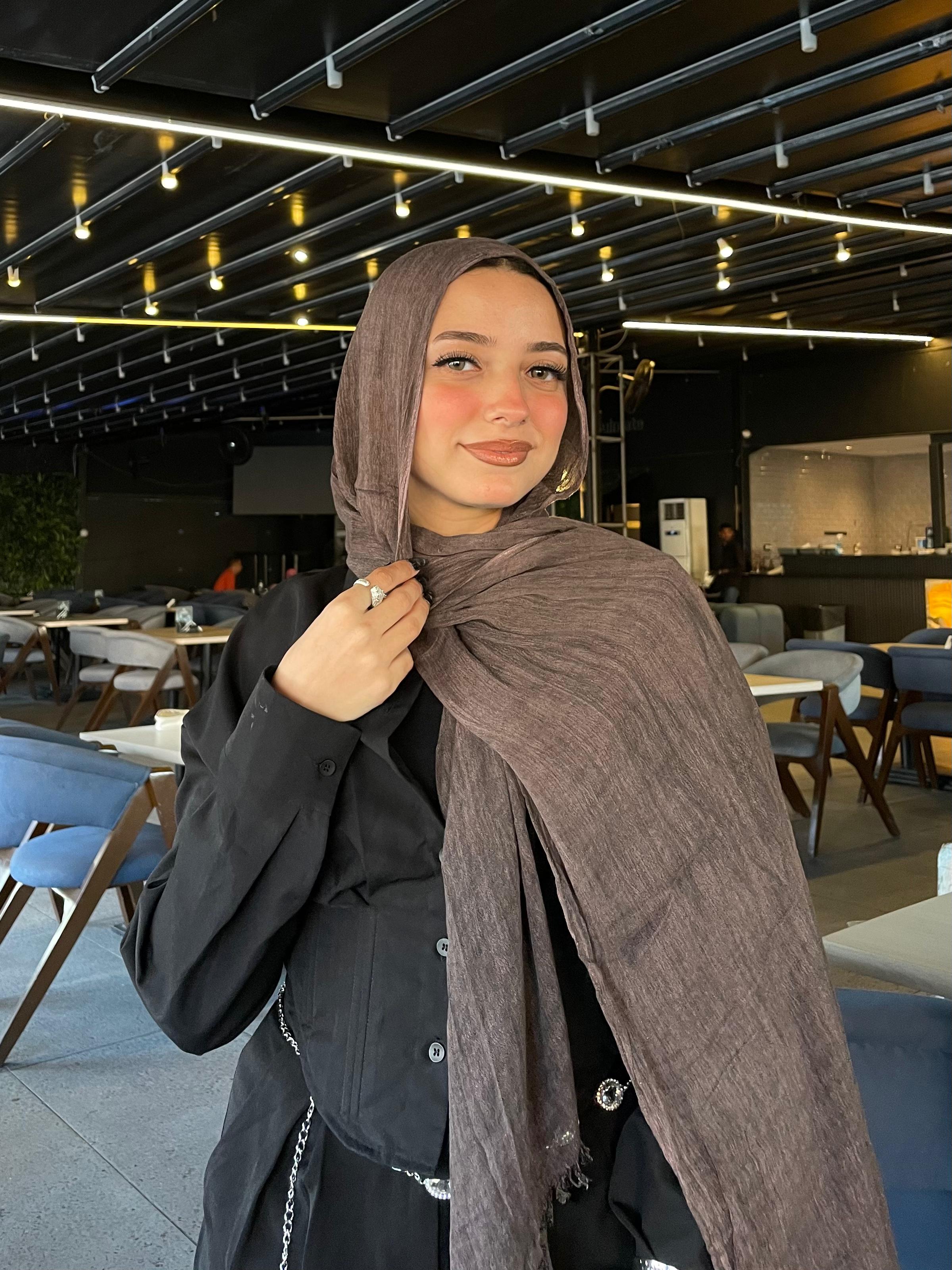 Dark Brown Ruffled cotton scarf
