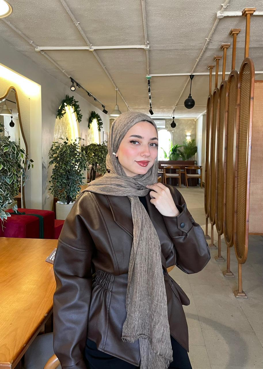 Dark Caramel Ruffled cotton scarf