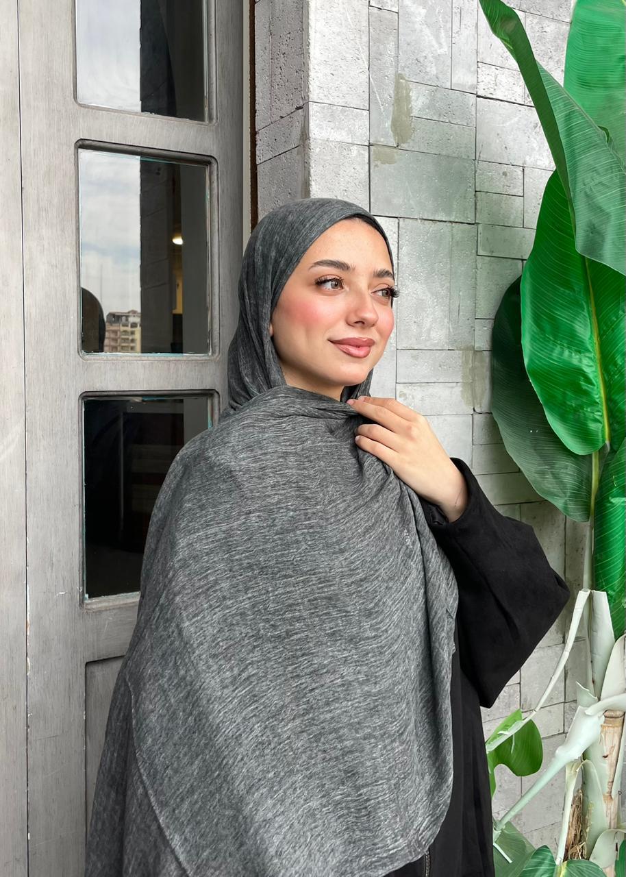 Dark Gray Ruffled cotton scarf