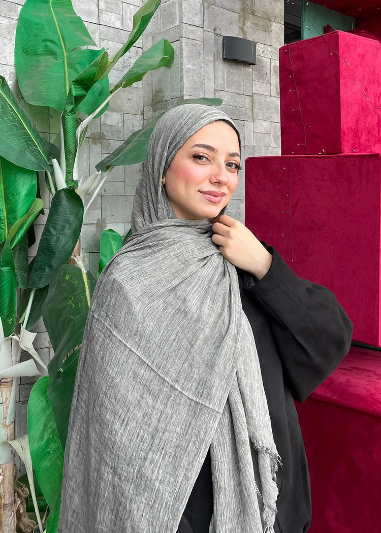 Light Gray Ruffled cotton scarf