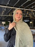Medium Beige Ruffled cotton scarf