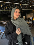 Medium Dark Gray Ruffled cotton scarf