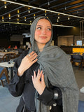 Gray Ruffled cotton scarf