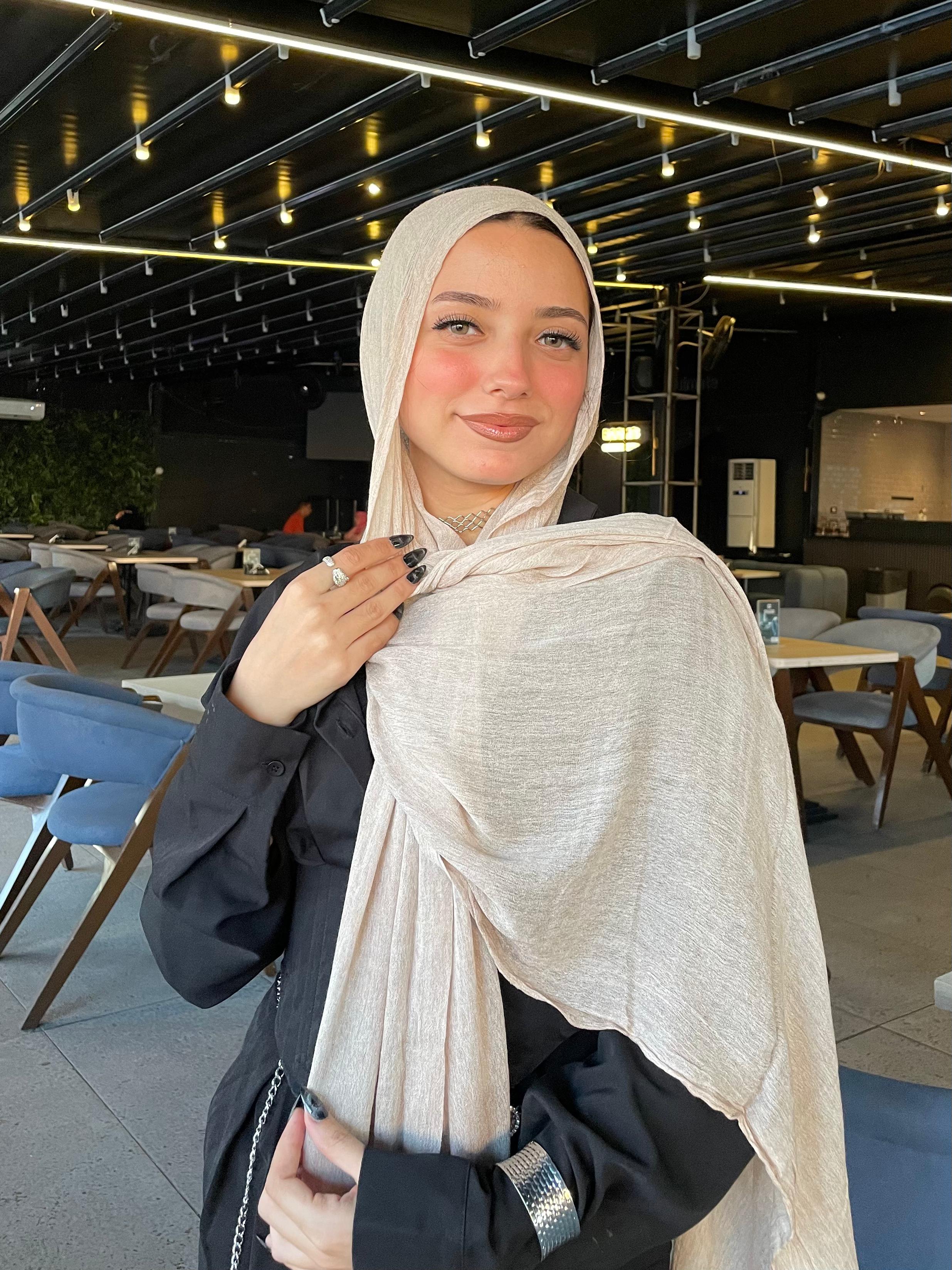 Off white Ruffled cotton scarf
